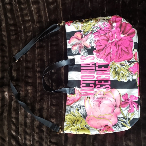 Victorias Secret Floral Wildflower Zippered Weekender Travel Tote - Picture 7 of 10